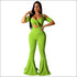 Sexy Lace-up Crop Top Wide Leg Overalls Two Pieces Set