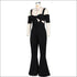 Sexy Lace-up Crop Top Wide Leg Overalls Two Pieces Set