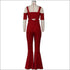 Sexy Lace-up Crop Top Wide Leg Overalls Two Pieces Set