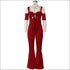 Sexy Lace-up Crop Top Wide Leg Overalls Two Pieces Set