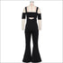 Sexy Lace-up Crop Top Wide Leg Overalls Two Pieces Set