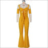 Sexy Lace-up Crop Top Wide Leg Overalls Two Pieces Set