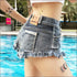 Sexy Medium-waisted Double Pockets Design Raw Hem Denim Shorts