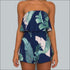 Sexy Tube Pattern Sleeveless Leaf Print Beach Rompers