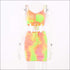 Sexy V Neck Drawstring Tie Dye Camisole Tight Skirt Two-piece Set