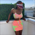 Sexy V Neck Drawstring Tie Dye Camisole Tight Skirt Two-piece Set