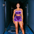 Sexy Velvet Fabric Cropped Camisole Lace-up Shorts Two-piece Set