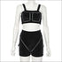 Sexy Velvet Fabric Cropped Camisole Lace-up Shorts Two-piece Set