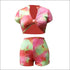 Short-sleeve Cropped Top Tight Shorts Unique Tie-dye