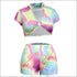 Short-sleeve Cropped Top Tight Shorts Unique Tie-dye