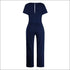 Short Sleeve Defined Waist Jumpsuits