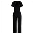 Short Sleeve Defined Waist Jumpsuits