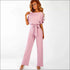 Short Sleeve Lace-up Jumpsuits