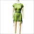 Short-sleeve Leopard Print Cropped Top Drawstring Mini Skirt
