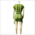 Short-sleeve Leopard Print Cropped Top Drawstring Mini Skirt