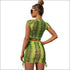 Short-sleeve Leopard Print Cropped Top Drawstring Mini Skirt