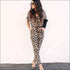 Short-sleeve Leopard Print Women Jumpsuits
