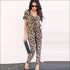 Short-sleeve Leopard Print Women Jumpsuits