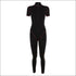 Short-sleeve Tight Sports Stand Collar Zipper Jumpsuits