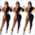 Short-sleeve Zipper Tight Jumpsuits