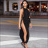Side-slit Sleeveless Lace-up Solid Color Jumpsuits