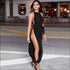 Side-slit Sleeveless Lace-up Solid Color Jumpsuits