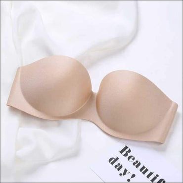 Silicone Bands Strapless Solid Color Bra