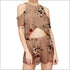 Simple Floral Chiffon Strapless Causal Short Two Piece Suits