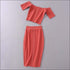Single-breasted Off-the-shoulder T-shirt High-waisted Tight Skirt Set