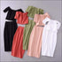 Single-breasted Off-the-shoulder T-shirt High-waisted Tight Skirt Set