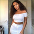 Single-breasted Off-the-shoulder T-shirt High-waisted Tight Skirt Set