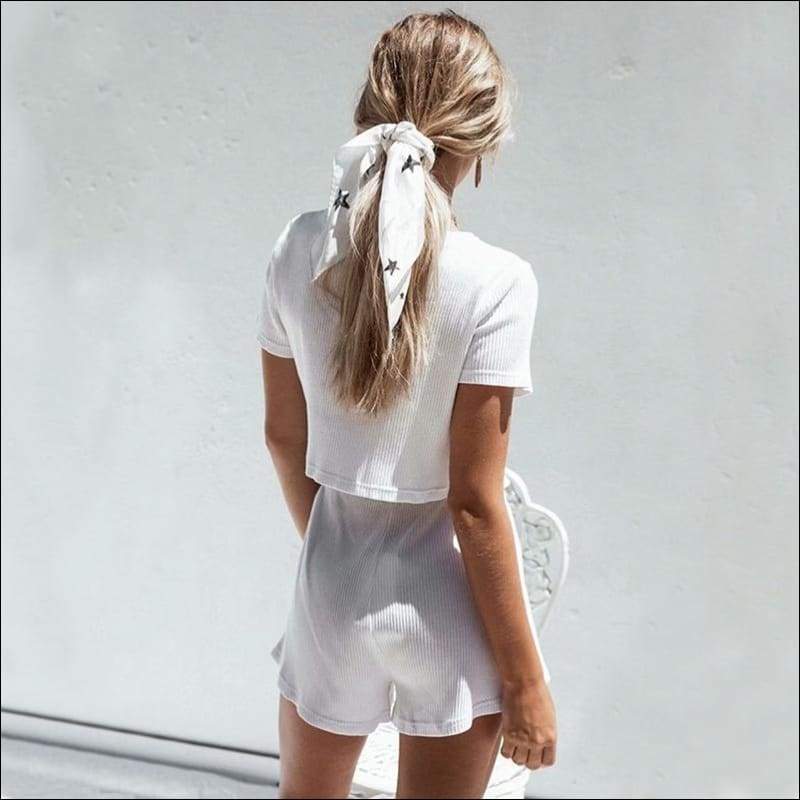 Skirt Casual Two-piece Set Handmade Crochet - M / White - 