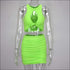 Sleeveless Hollow Top And Crease Bodycon Skirt Two Pieces Sets