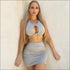 Sleeveless Hollow Top And Crease Bodycon Skirt Two Pieces Sets
