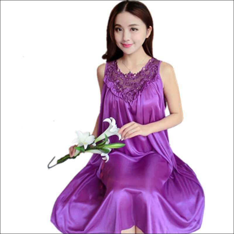 Sleeveless Lace Smooth Nightdress - Lingerie & Sleep