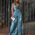 Sleeveless Leaf Print High-waisted Boho Sling