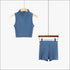 Sleeveless Rib-knit Cropped Tank Top Casual Shorts