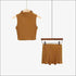 Sleeveless Rib-knit Cropped Tank Top Casual Shorts