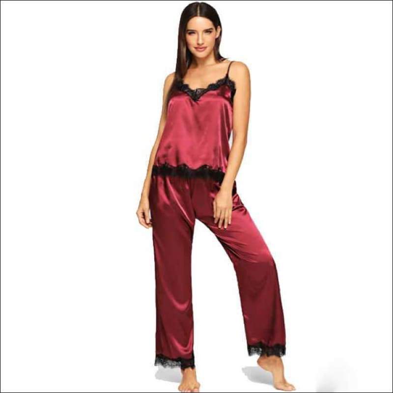Sleeveless Satin Pajama Set - S / Russet - Lingerie & Sleep