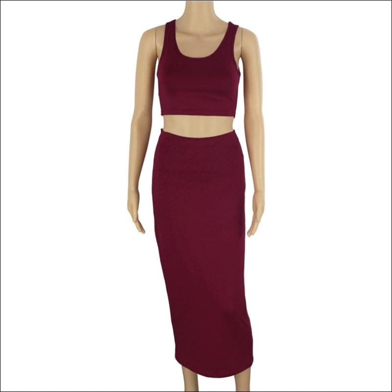 Sleeveless Sexy Package Long Dress Suit - S / Red - Sets 