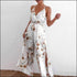 Sleeveless Side-slit Sling Floral Print Jumpsuits