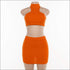 Sleeveless Solid Color Mock Neck Cropped Tank Skirt Two-piece Set