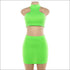 Sleeveless Solid Color Mock Neck Cropped Tank Skirt Two-piece Set