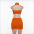 Sleeveless Solid Color Mock Neck Cropped Tank Skirt Two-piece Set
