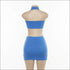 Sleeveless Solid Color Mock Neck Cropped Tank Skirt Two-piece Set