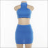 Sleeveless Solid Color Mock Neck Cropped Tank Skirt Two-piece Set