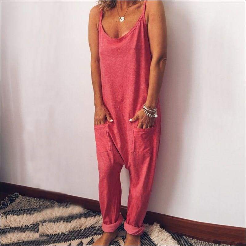 Sleeveless Strap Casual Loose Pattern Jumpsuits - Jumpsuits