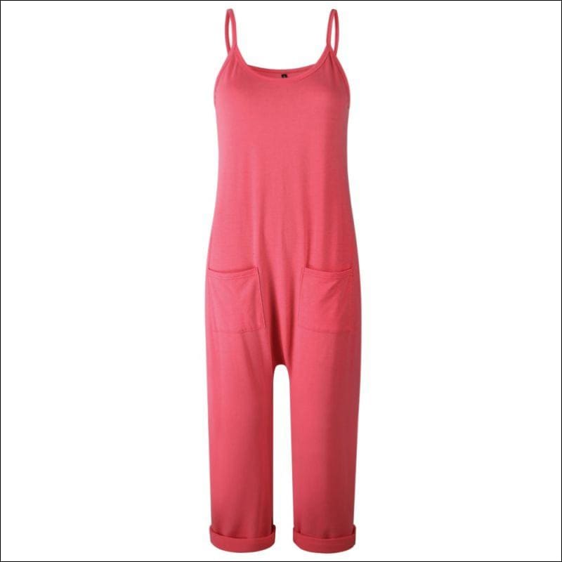 Sleeveless Strap Casual Loose Pattern Jumpsuits - S / Pink -