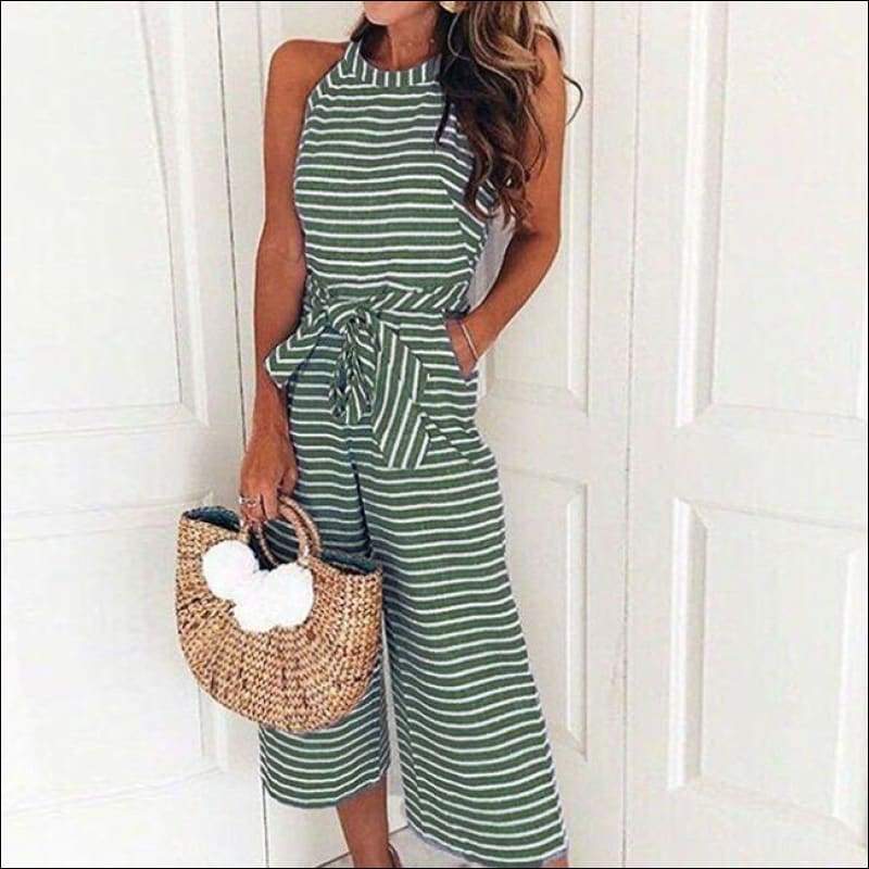 Sleeveless Striped Jumpsuits - Sets Co-ords