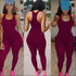 Sleeveless Tank Pattern Tight Jumpsuits